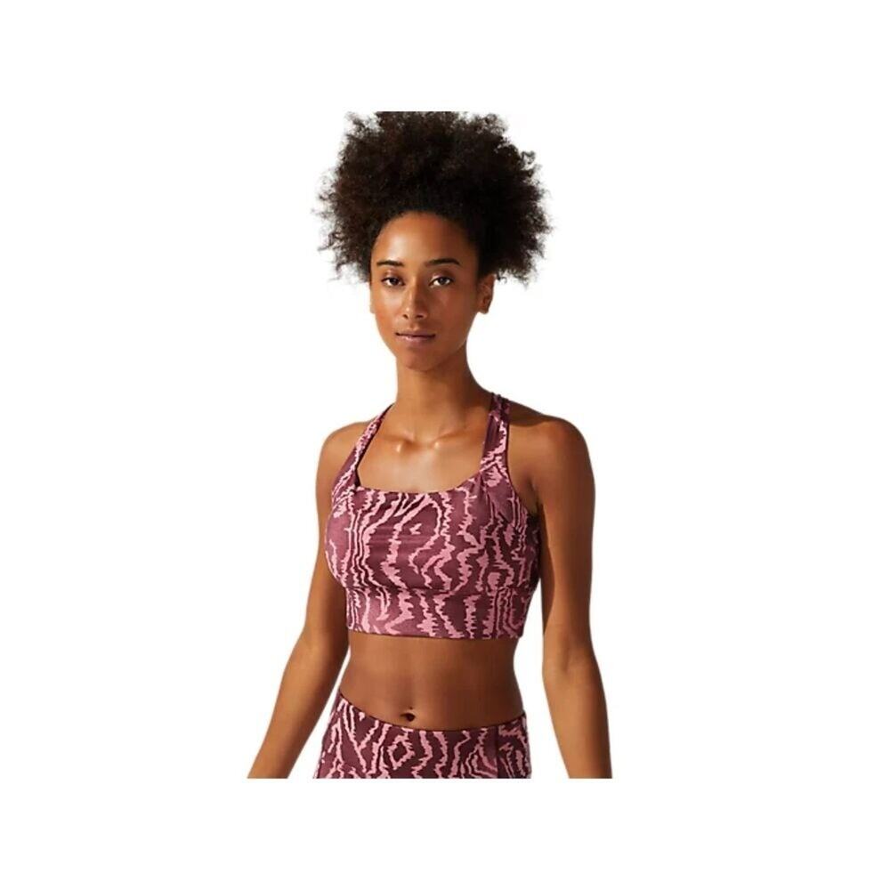 Asics New Strong 92 Printed Sports Bra Deep Mars Magenta Size Medium NWT
